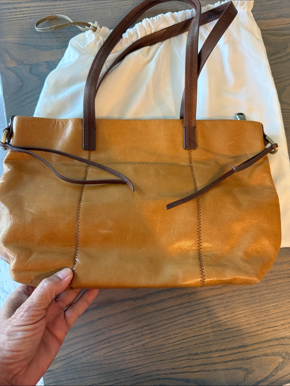 HOBO Chestnut Leather Hobo Tote with Dual Top Straps - Picture 5 of 5